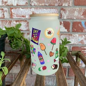 COPY - 16oz color changing glass can with Mexican candy design